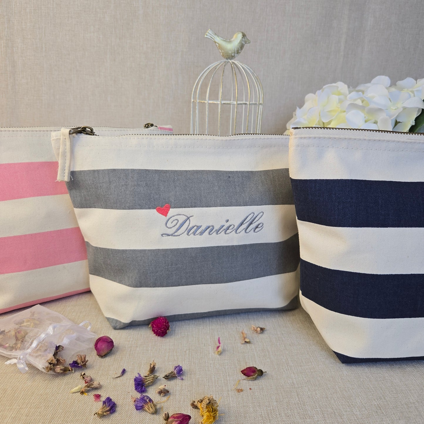 Personalised Striped Cotton Canvas Bag