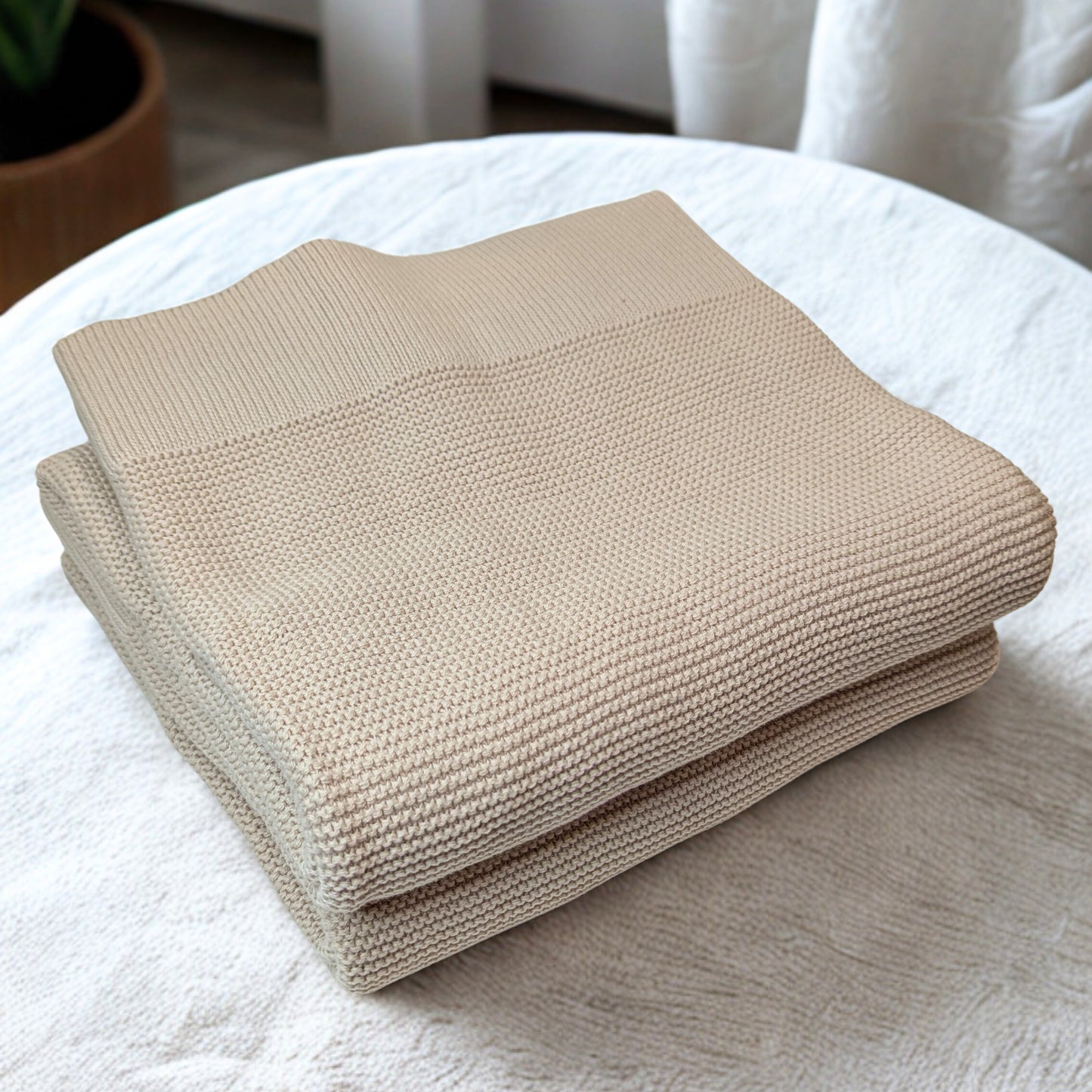 Personalised 100% Cotton Knit Baby Blanket – Custom Embroidered Newborn Gift