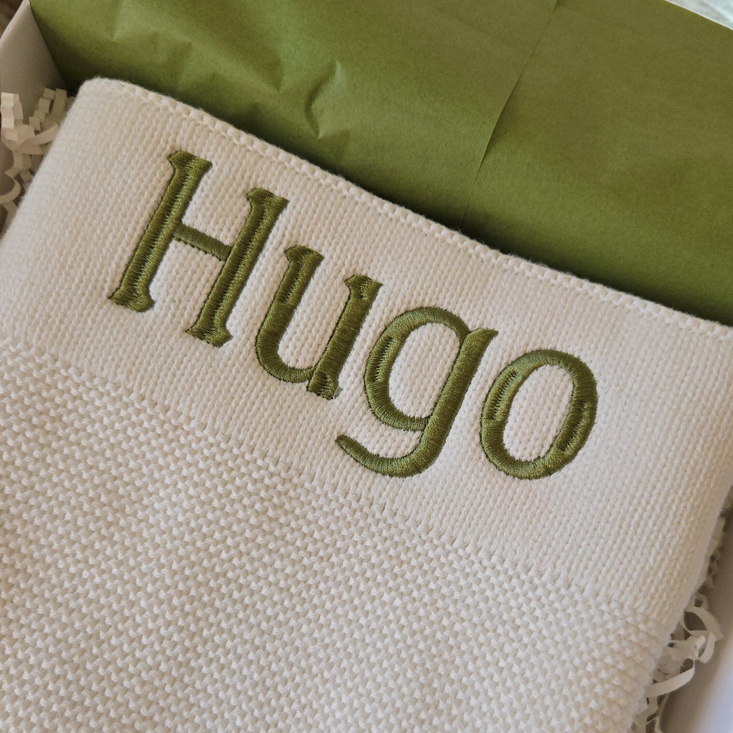Personalised 100% Cotton Knit Baby Blanket – Custom Embroidered Newborn Gift