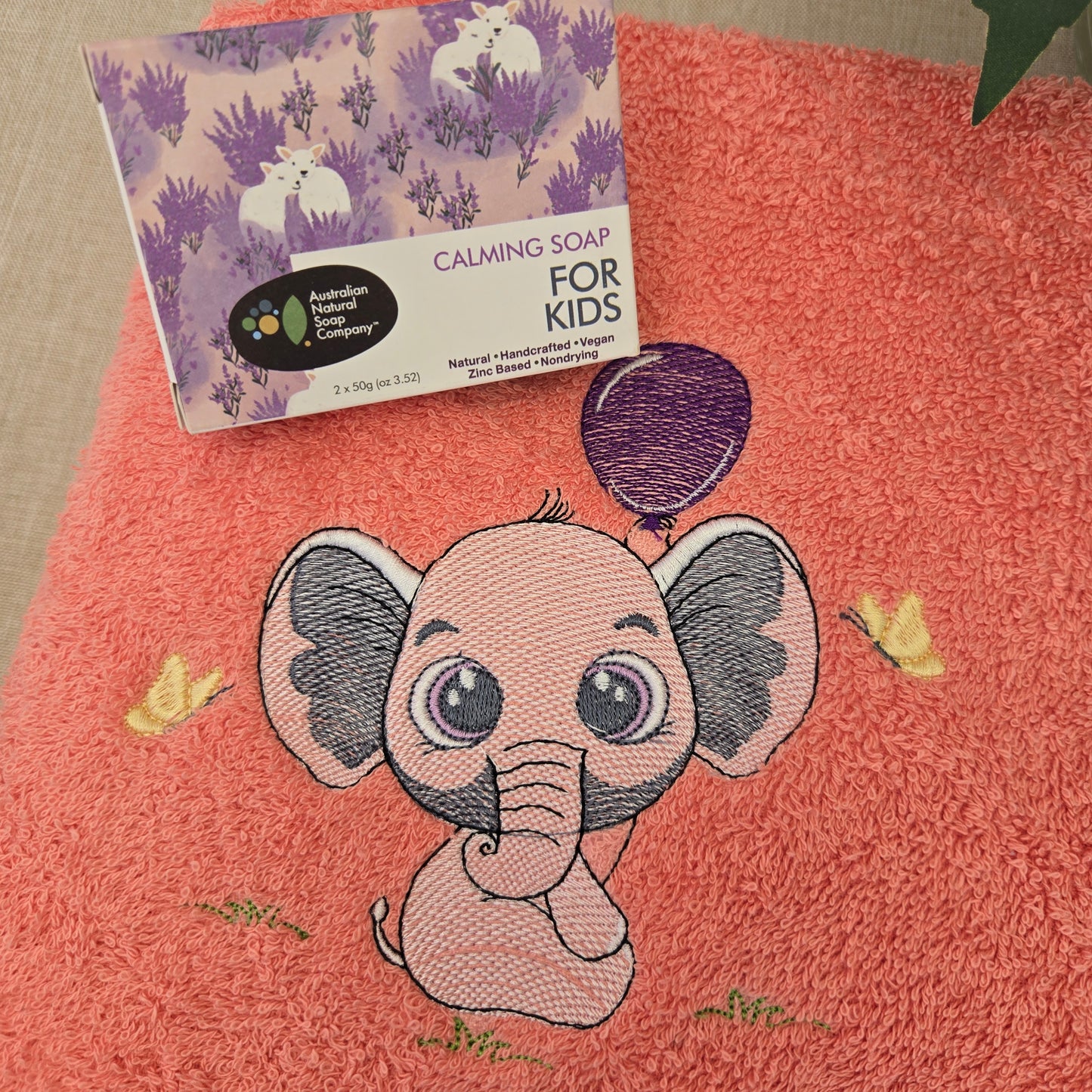 Embroidered Towel and Soap Gift Set