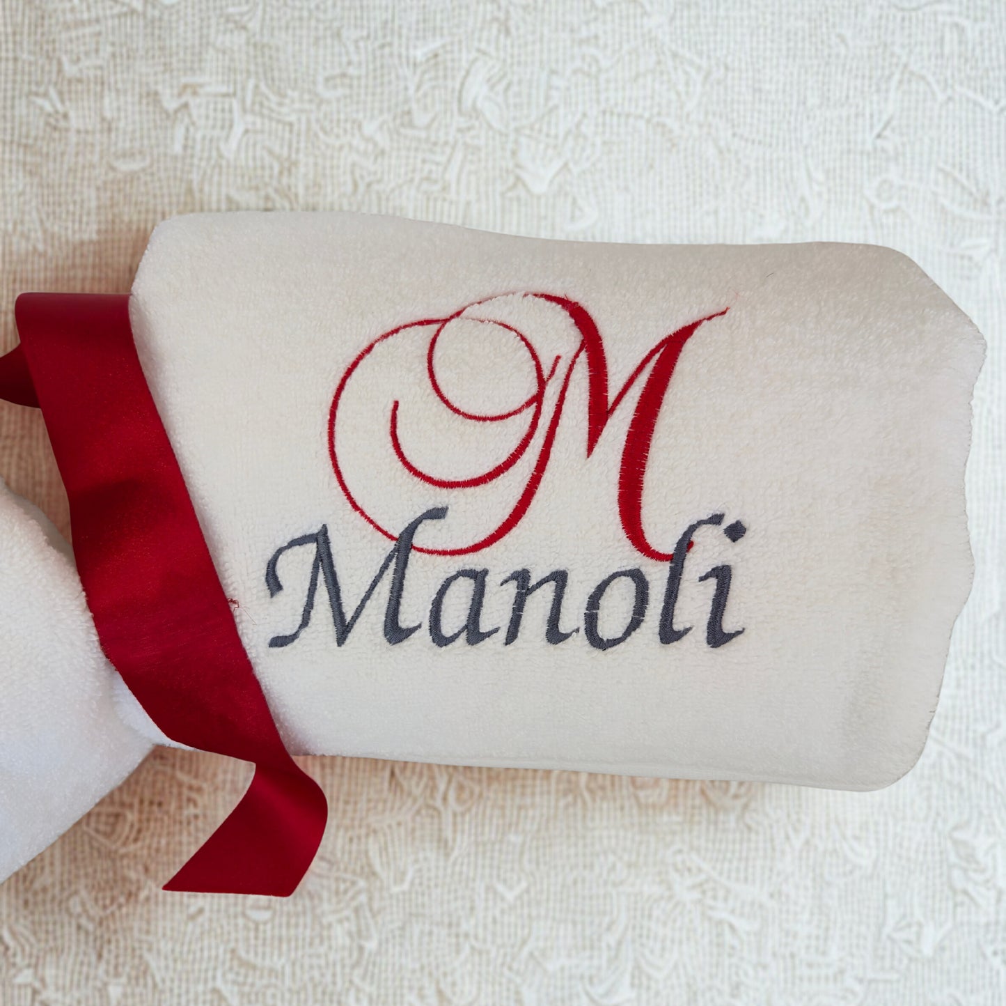 His & Her Matching Towel Set – Fancy Script Initial & Name | Wedding Gift for Couples