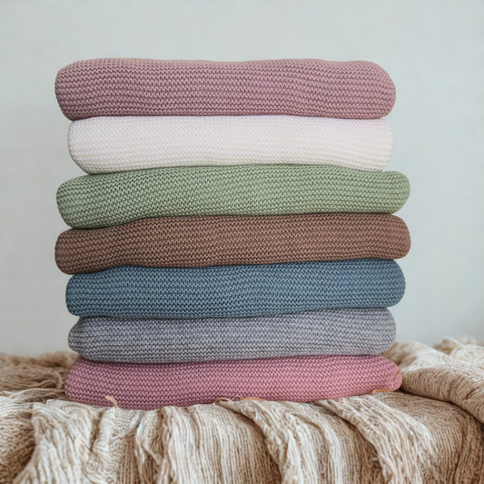Personalised 100% Cotton Knit Baby Blanket – Custom Embroidered Newborn Gift