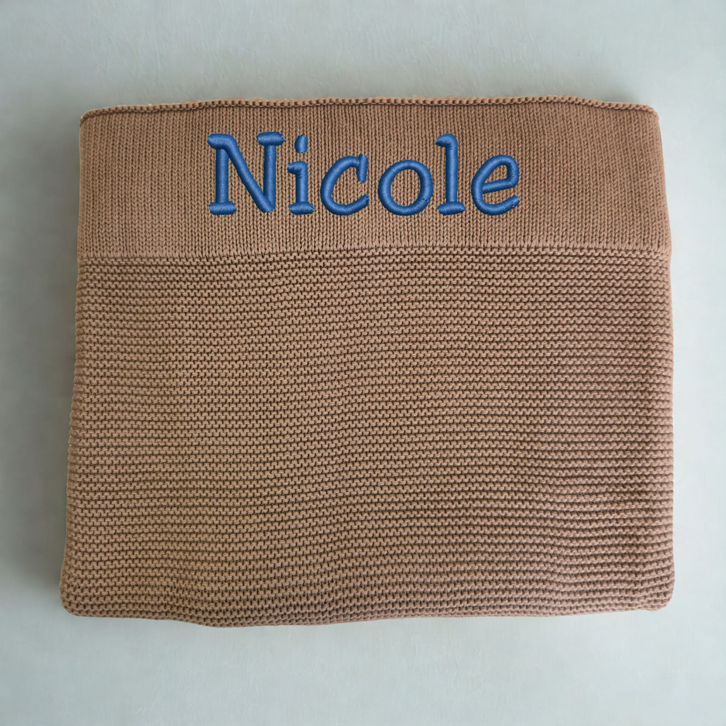 Personalised 100% Cotton Knit Baby Blanket – Custom Embroidered Newborn Gift