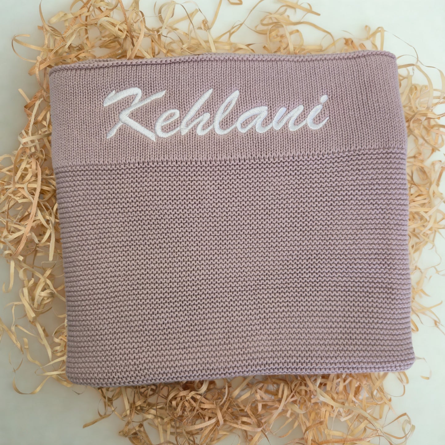 Personalised 100% Cotton Knit Baby Blanket – Custom Embroidered Newborn Gift