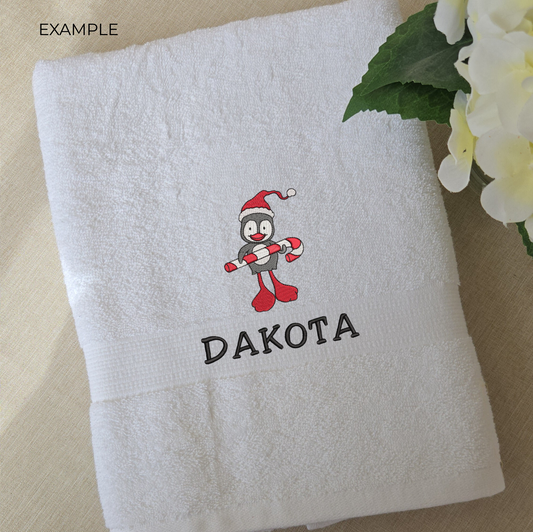 Personalised Children’s Christmas Towel Set | Embroidered Name & Festive Design