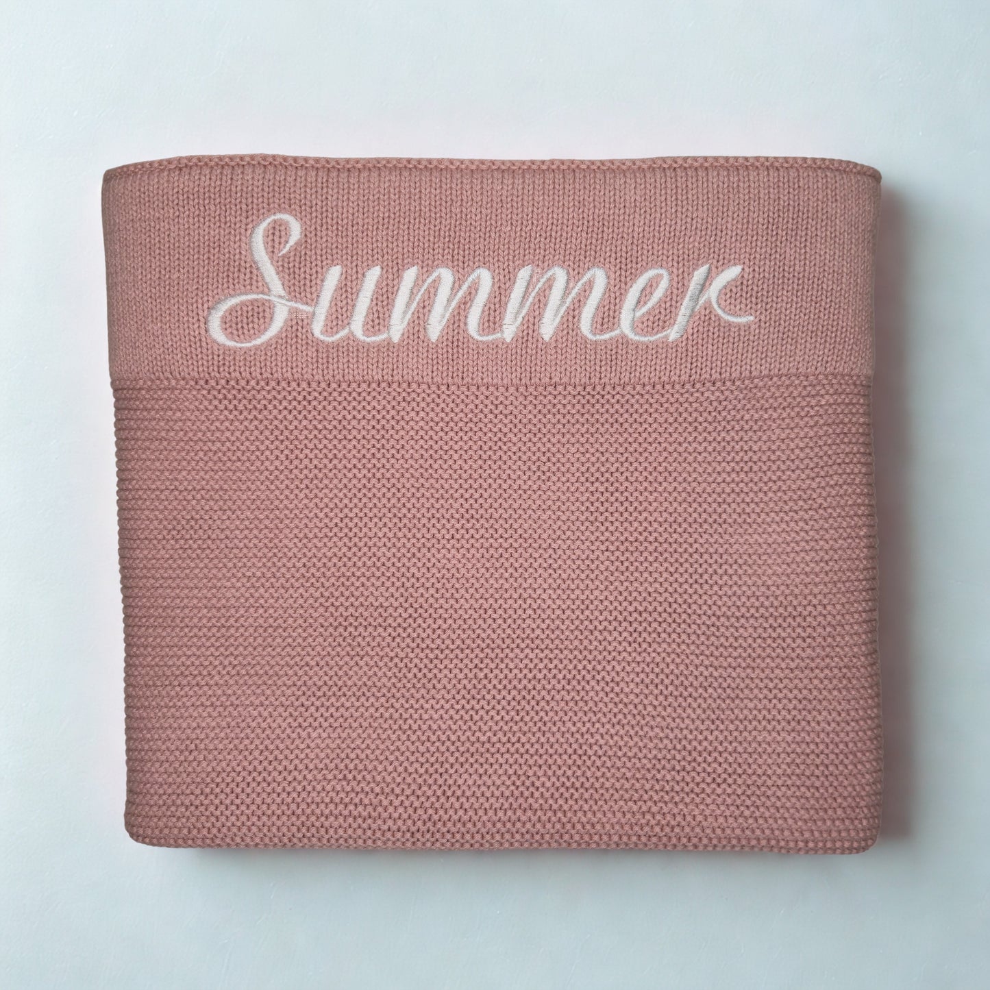 Personalised 100% Cotton Knit Baby Blanket – Custom Embroidered Newborn Gift