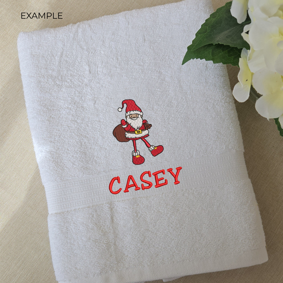 Personalised Children’s Christmas Towel Set | Embroidered Name & Festive Design