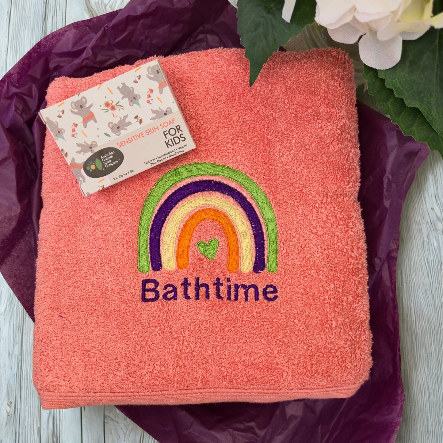 Embroidered Towel and Soap Gift Set