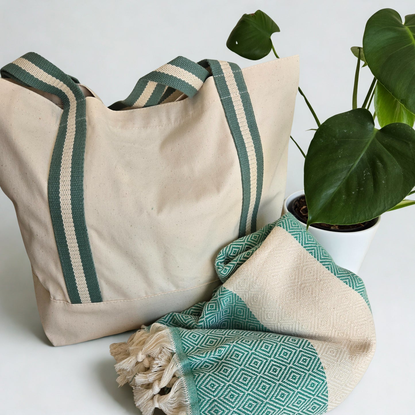 Personalised Tote Bag & Turkish Towel Gift Set | Embroidered Matching Set