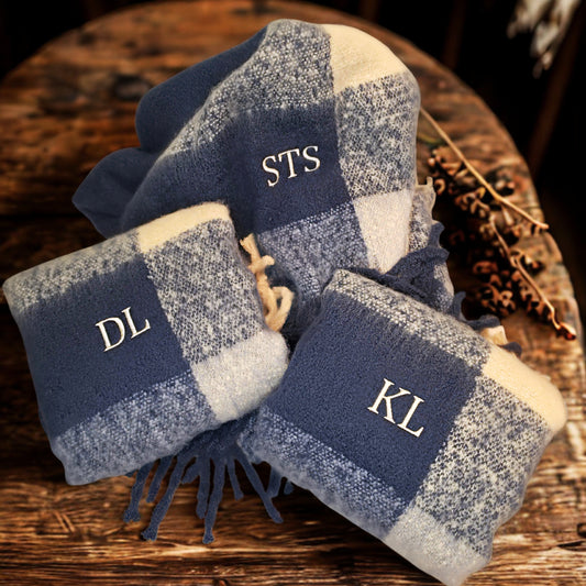 Personalised Duotone Embroidered Scarf | Custom Name Winter Gift