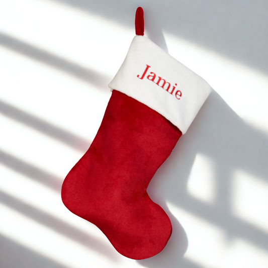 Personalised Embroidered Christmas Stocking – Festive Holiday Keepsake (NAME ONLY)