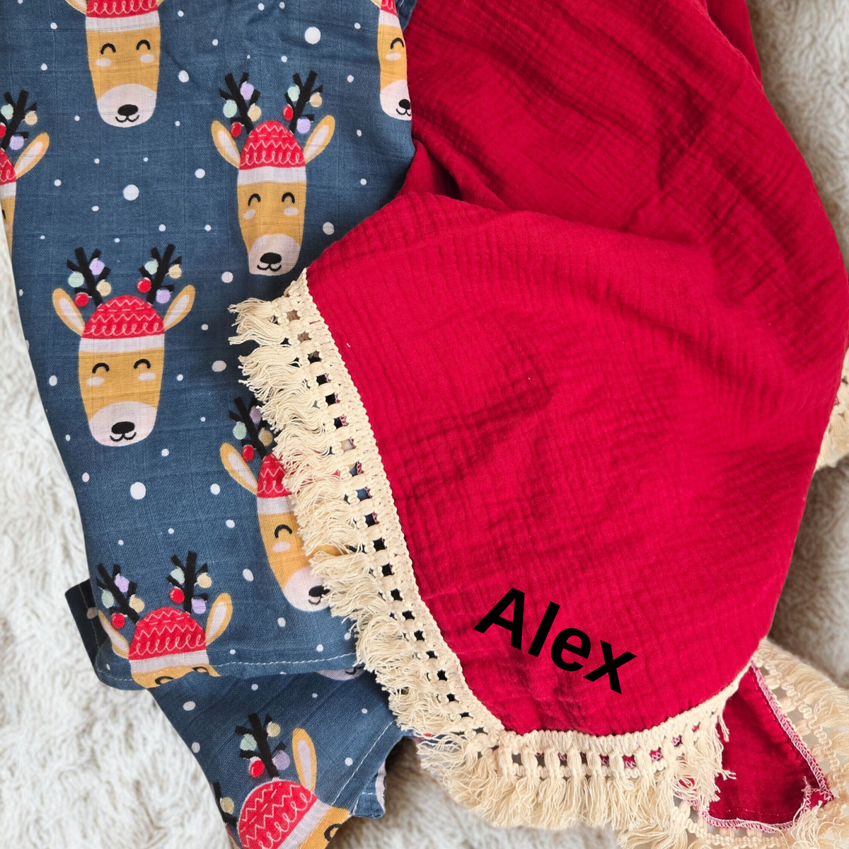 Personalised Baby Christmas Gift Set – Swaddle & Custom Embroidered Blanket | Baby's first Christmas