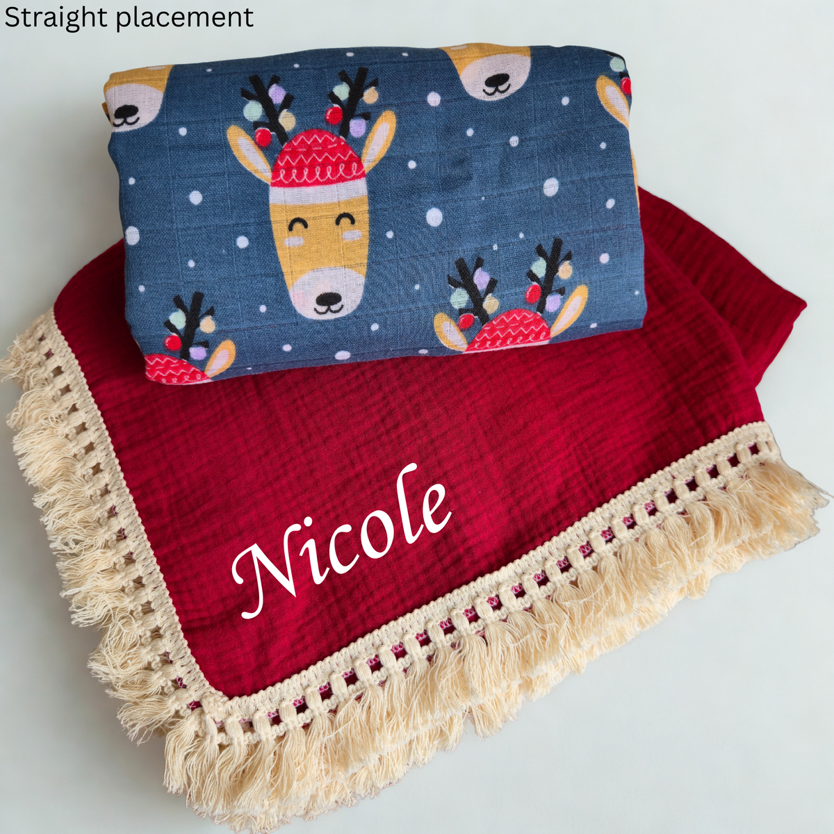 Personalised Baby Christmas Gift Set – Swaddle & Custom Embroidered Blanket | Baby's first Christmas