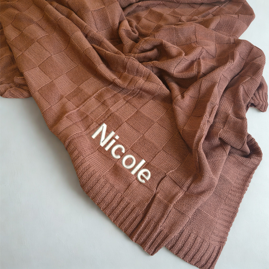 Embroidered Personalised Cotton Knit Throw