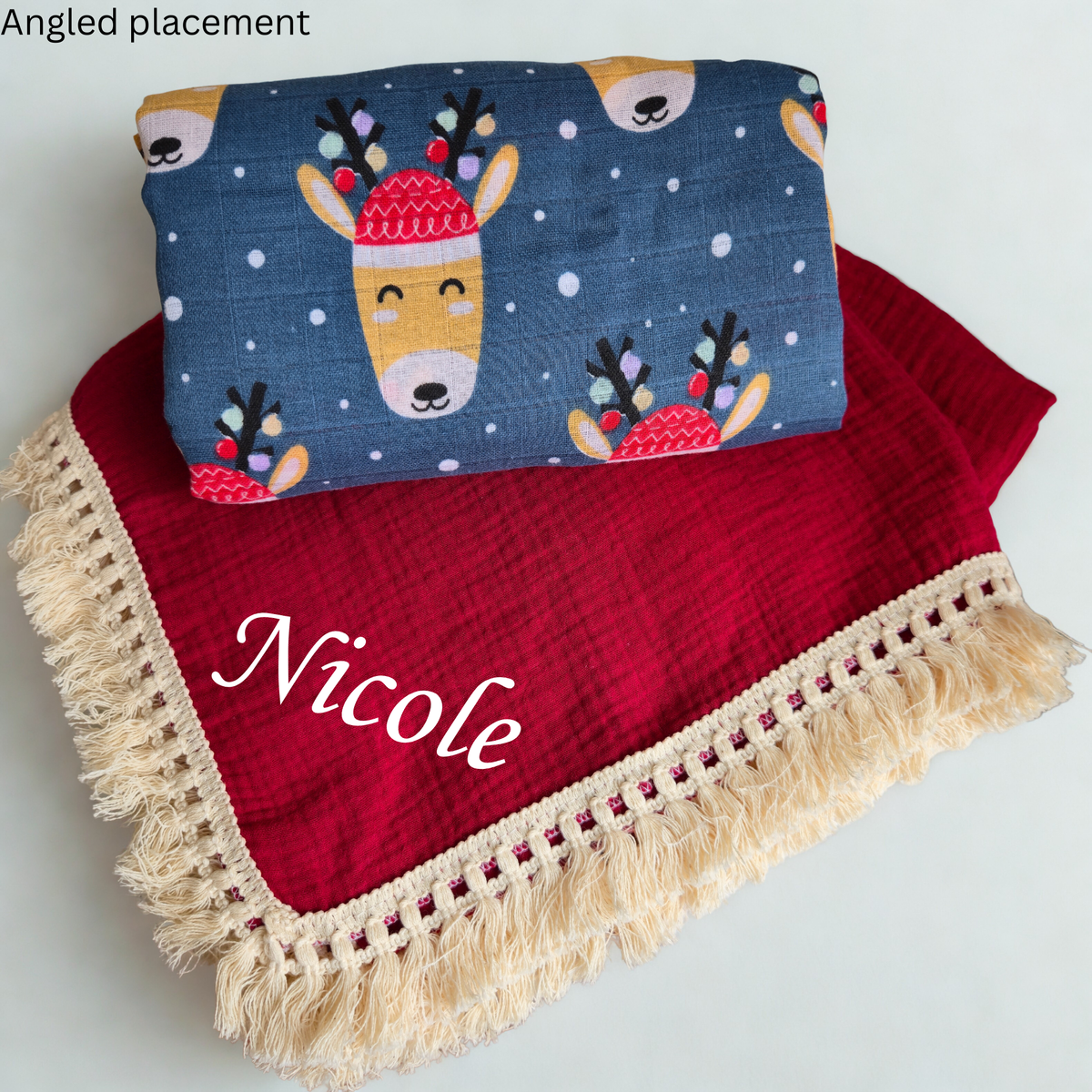 Personalised Baby Christmas Gift Set – Swaddle & Custom Embroidered Blanket | Baby's first Christmas