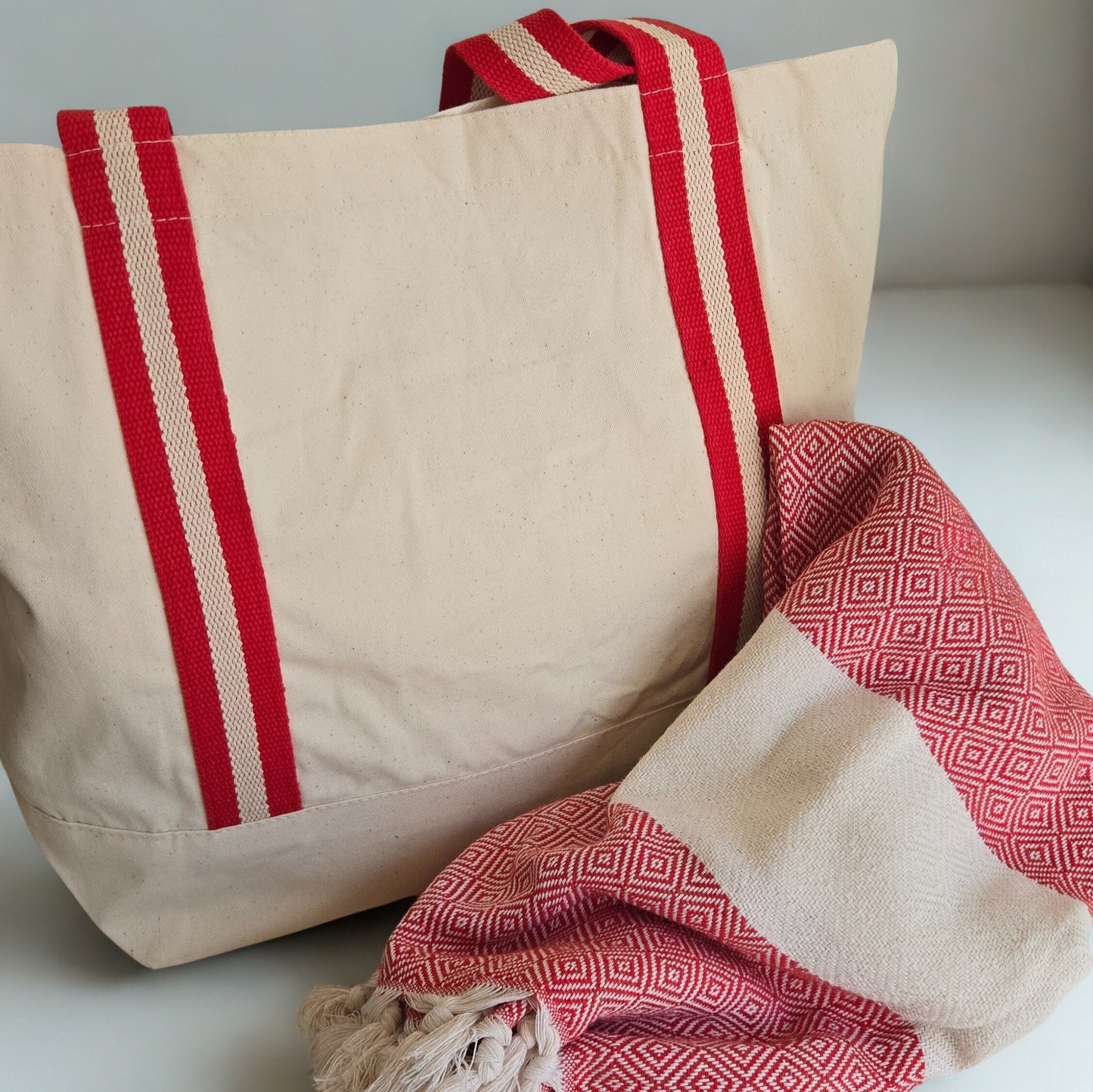 Personalised Tote Bag & Turkish Towel Gift Set | Embroidered Matching Set