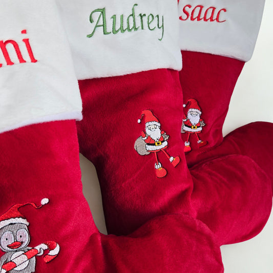 Personalised Embroidered Christmas Stocking – Festive Holiday Keepsake (WITH DESIGN)